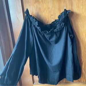 A New Day Black Ruffle Off the Shoulder Blouse